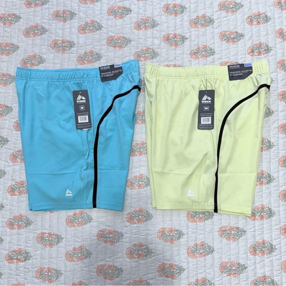 Set of 2 RBX Women Blue and Yellow‎ Training Shorts - Size M